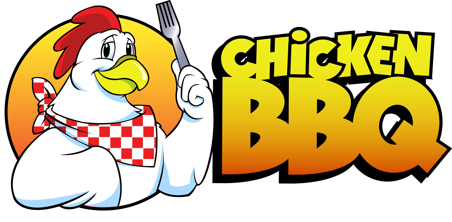 Cheerful Cartoon Chicken Chef Mascot Grilling BBQ Clipart Design