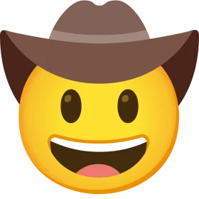 Cheerful Cowboy Smiley Emoji Clipart with Western Style Hat and Bright Expression