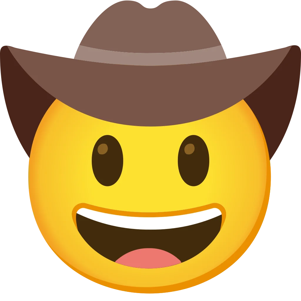 Cheerful Cowboy Smiley Emoji Clipart with Western Style Hat and Bright Expression