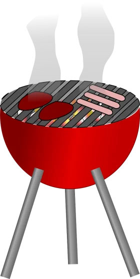 Classic Red Kettle BBQ Grill Clipart: Sizzling Summer Cooking Illustration