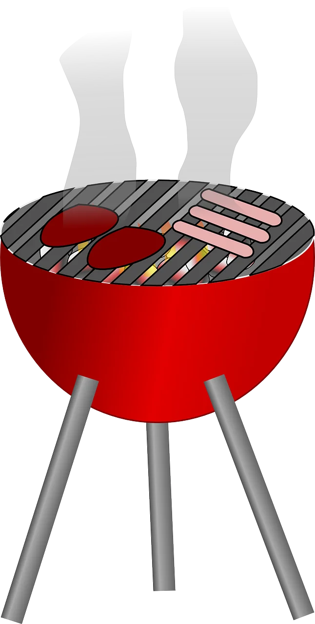 Classic Red Kettle BBQ Grill Clipart: Sizzling Summer Cooking Illustration