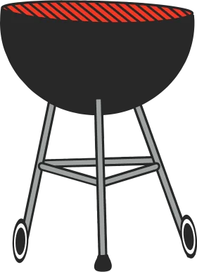 Classic Round Black Charcoal Grill Clipart Design for Outdoor Cooking Enthusiasts