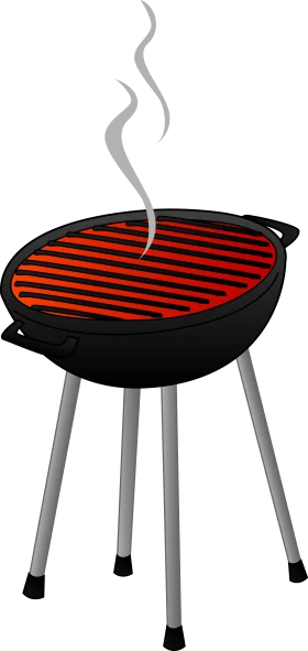 Classic Round Black Charcoal Grill Clipart: Sizzling Barbecue Design with Smoke