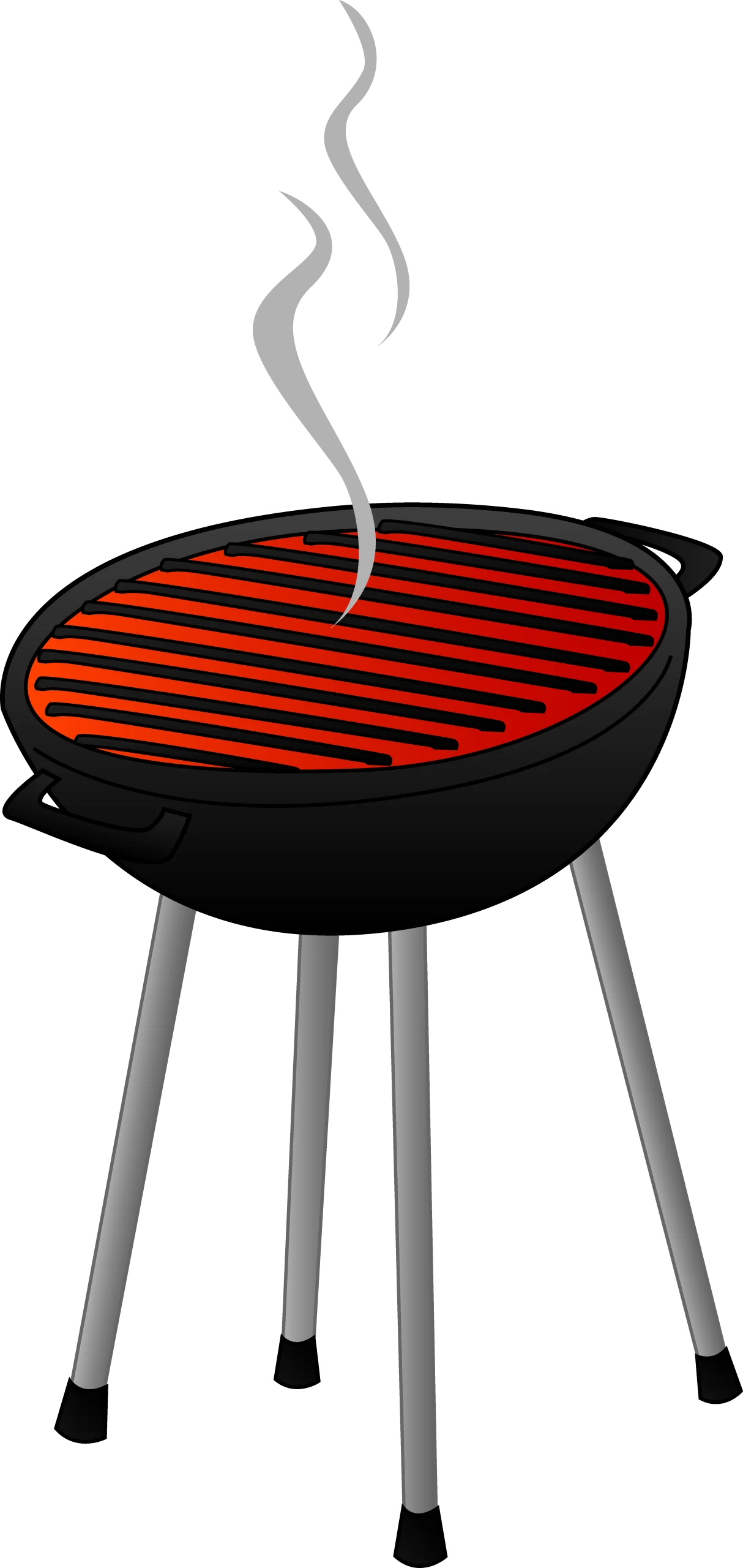 Classic Round Black Charcoal Grill Clipart: Sizzling Barbecue Design with Smoke