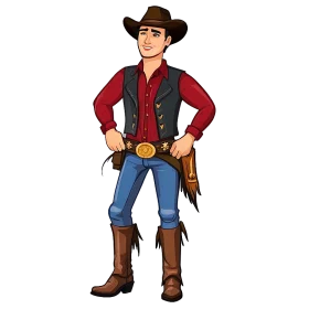 Classic Western Cowboy Character Clipart Illustration of Wild West Style