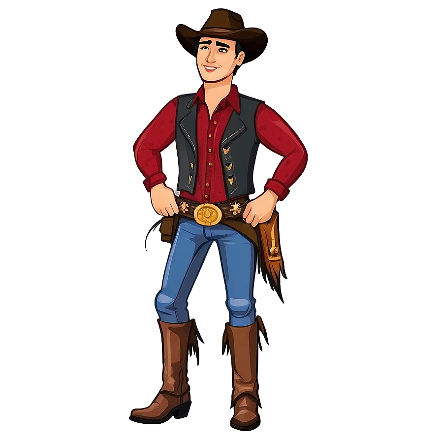 Classic Western Cowboy Character Clipart Illustration of Wild West Style
