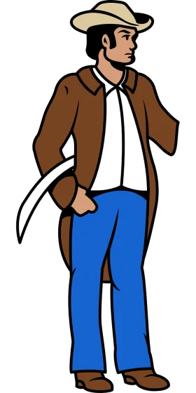 Classic Western Cowboy Standing Tall in Traditional Ranch Attire Clipart