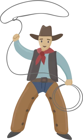 Cowboy Clipart: Wild West Lasso Twirling Ranch Hand Illustration