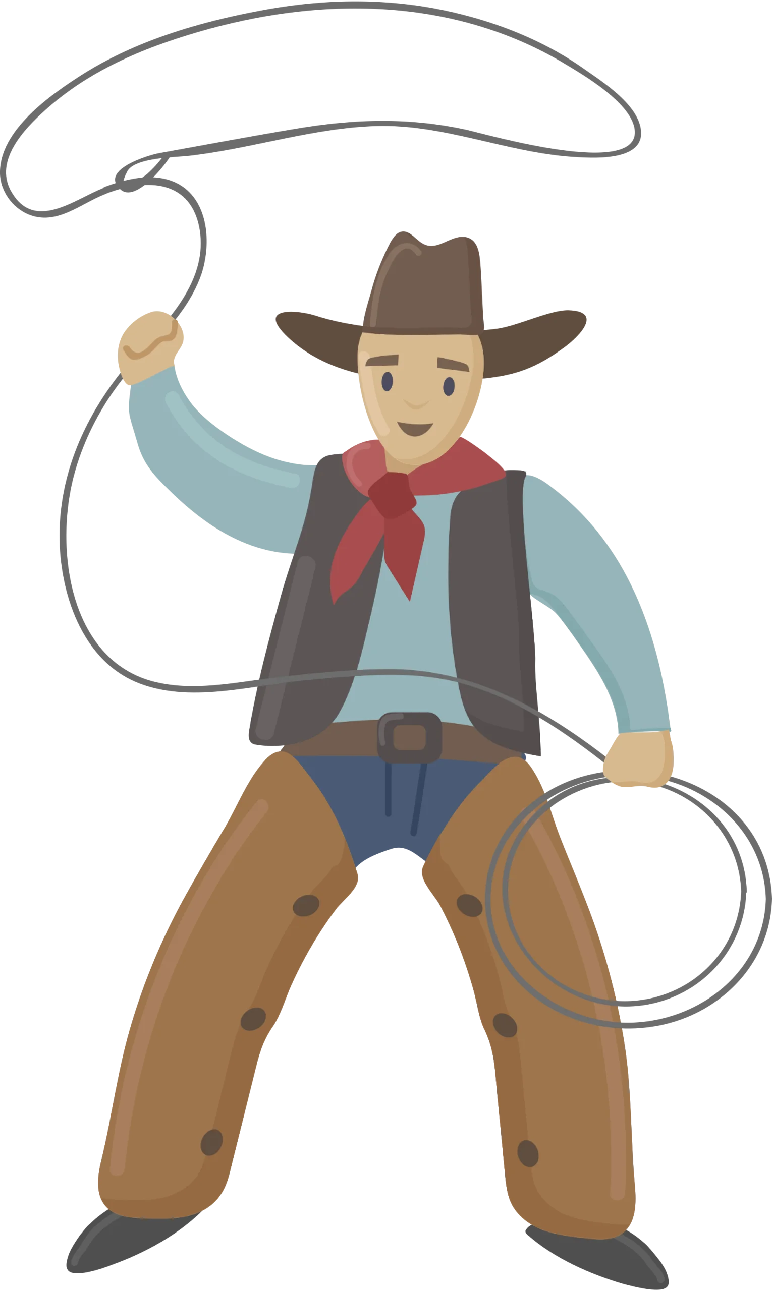 Cowboy Clipart: Wild West Lasso Twirling Ranch Hand Illustration