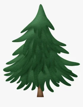 Dense Green Pine Tree Clipart Illustration with Lush Textured Branches