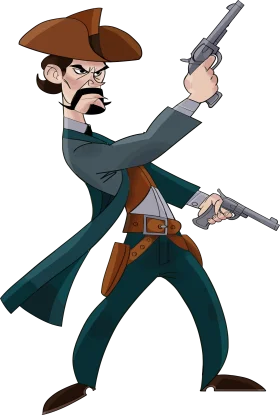 Fierce Pirate Captain with Dual Pistols Ready for Action Clipart