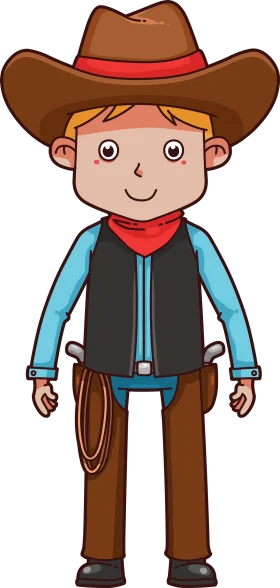 Friendly Cartoon Cowboy in Traditional Western Attire Clipart Illustration