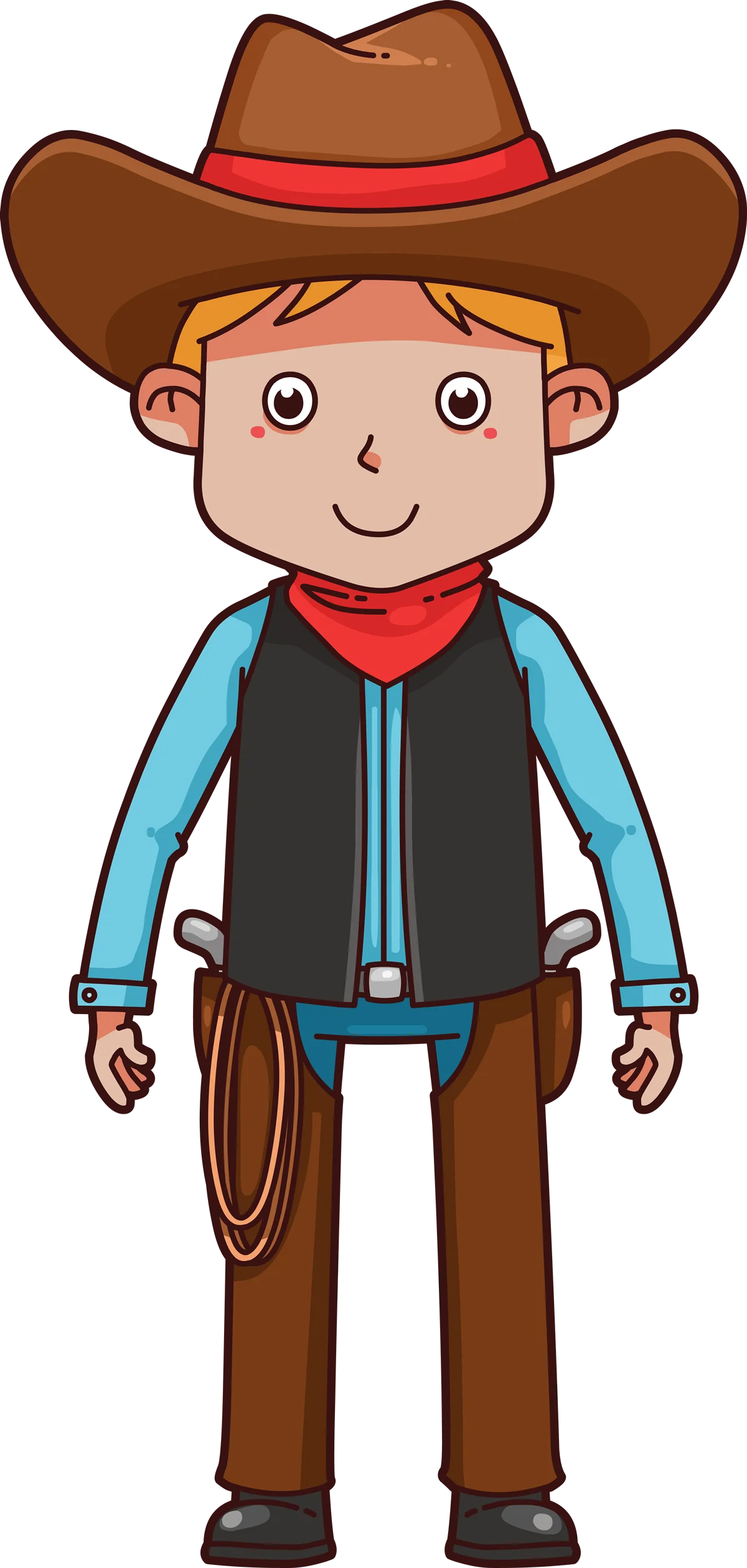 Friendly Cartoon Cowboy in Traditional Western Attire Clipart Illustration