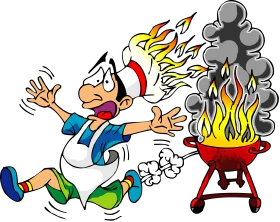 Hilarious Cartoon BBQ Mishap: A Comical Clipart Adventure of Grilling Gone Wild