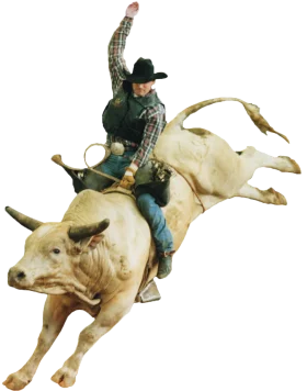 Intense Bull Riding Rodeo Clipart - Wild West Action Silhouette Illustration