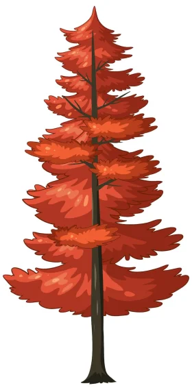Majestic Autumn-Hued Pine Tree Silhouette Clipart Illustration