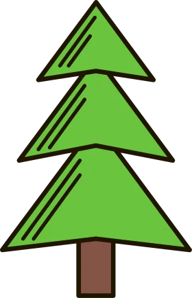Minimalist Green Pine Tree Clipart with Geometric Triangular Layers