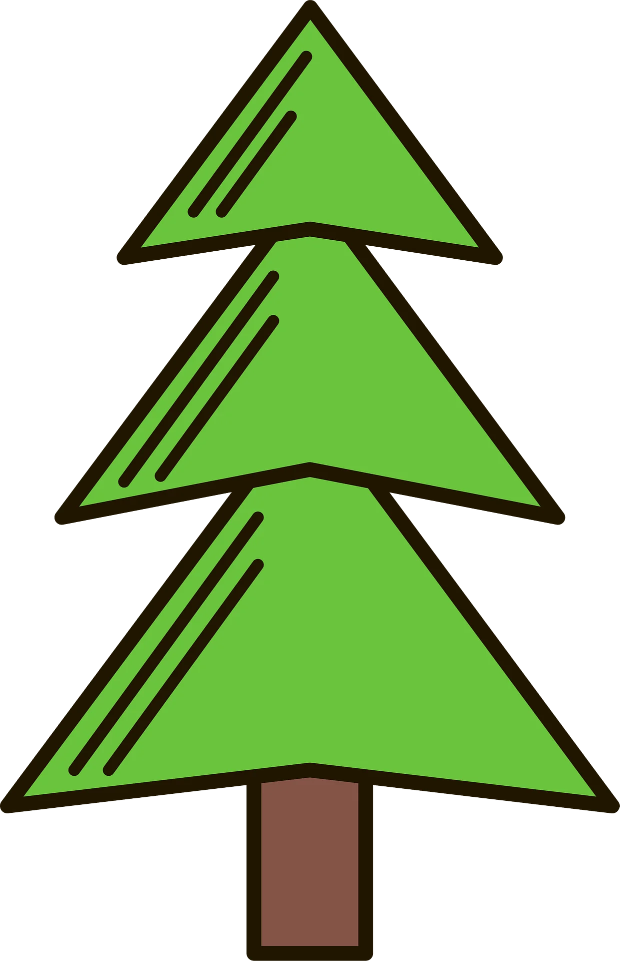 Minimalist Green Pine Tree Clipart with Geometric Triangular Layers