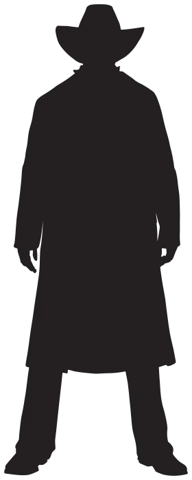 Mysterious Western Silhouette Cowboy Clipart Standing Bold and Resolute