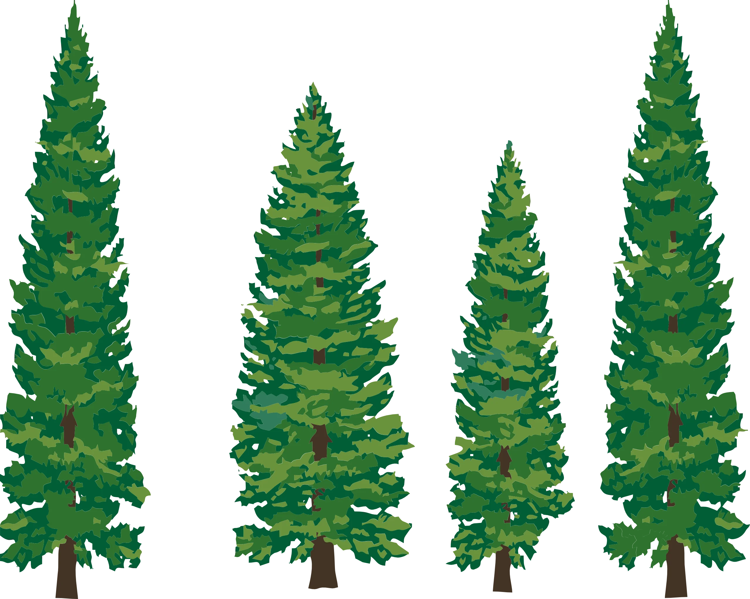 Serene Forest Pine Trees Clipart Collection - Lush Green Woodland Illustrations