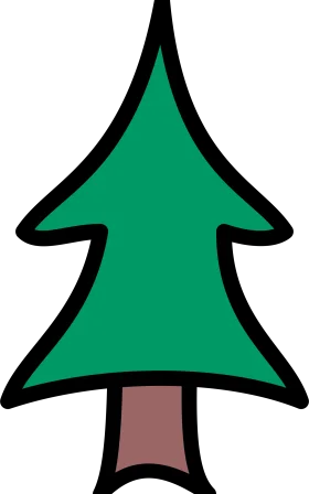Simple Evergreen Pine Tree Clipart with Bold Green Color and Clean Lines