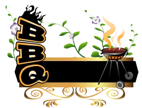 Sizzling BBQ Grill Clipart with Stylish Typography and Flame-Grilled Essence