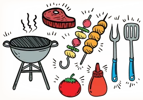 Sizzling Summer BBQ Clipart: Grilling Essentials and Delicious Ingredients
