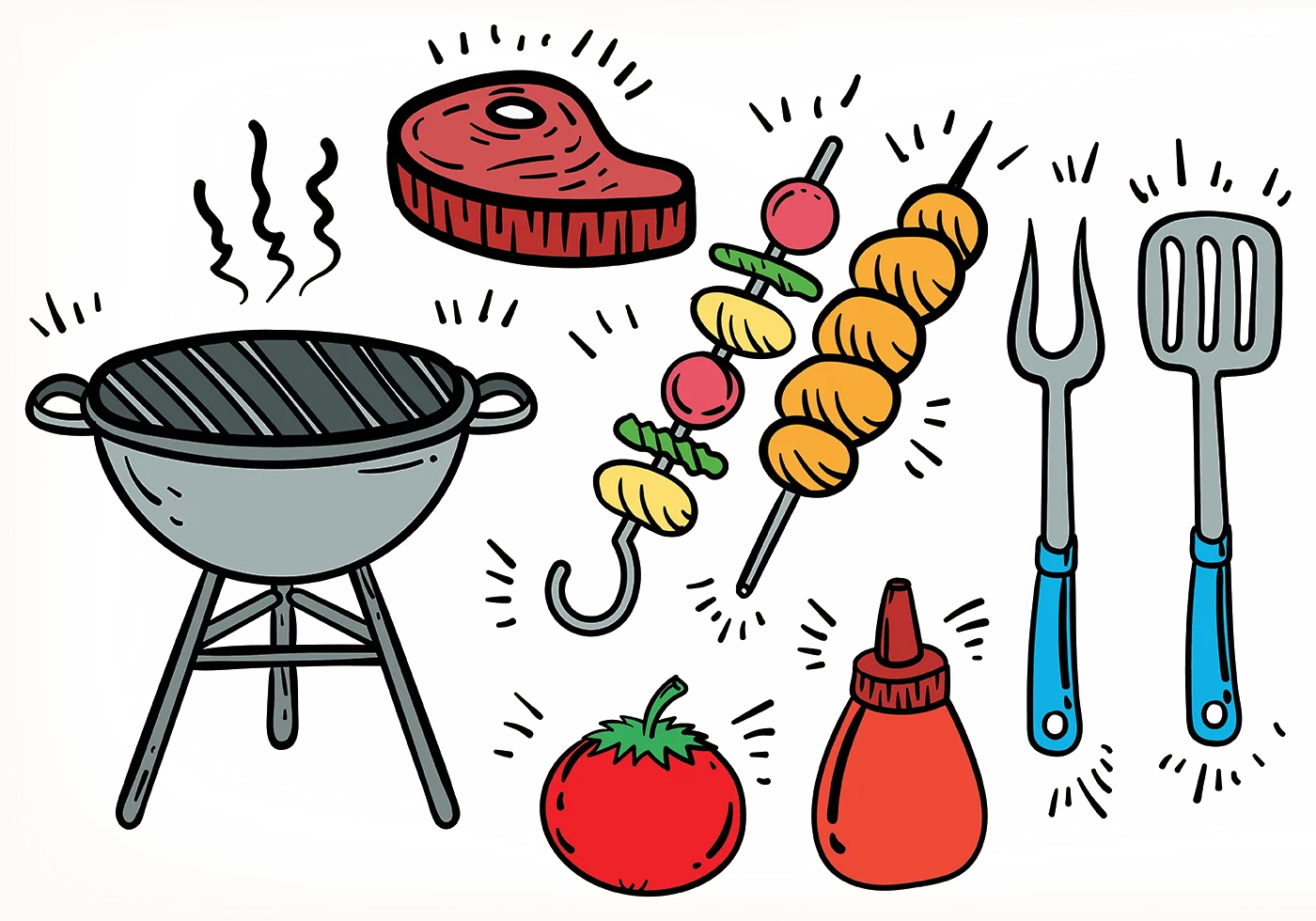 Sizzling Summer BBQ Clipart: Grilling Essentials and Delicious Ingredients