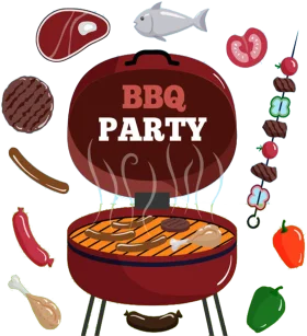 Sizzling Summer BBQ Party Clipart Collection with Grill and Delicious Ingredients
