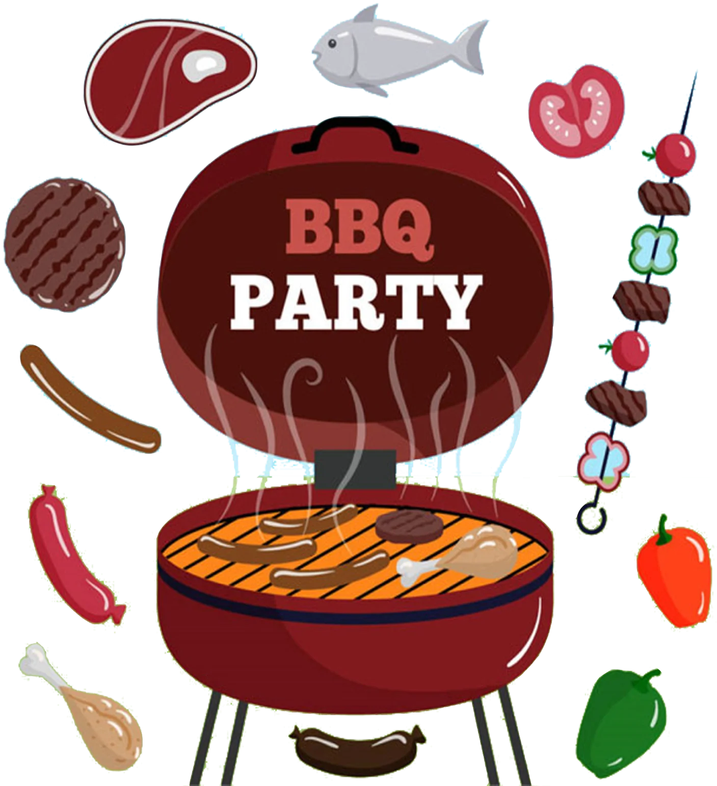 Sizzling Summer BBQ Party Clipart Collection with Grill and Delicious Ingredients