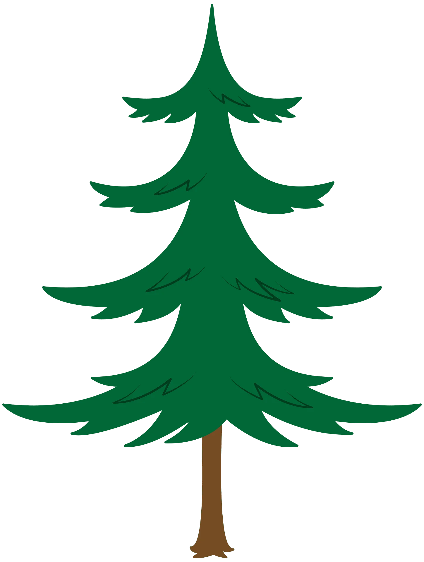 Stylized Evergreen Pine Tree Clipart with Symmetrical Branches