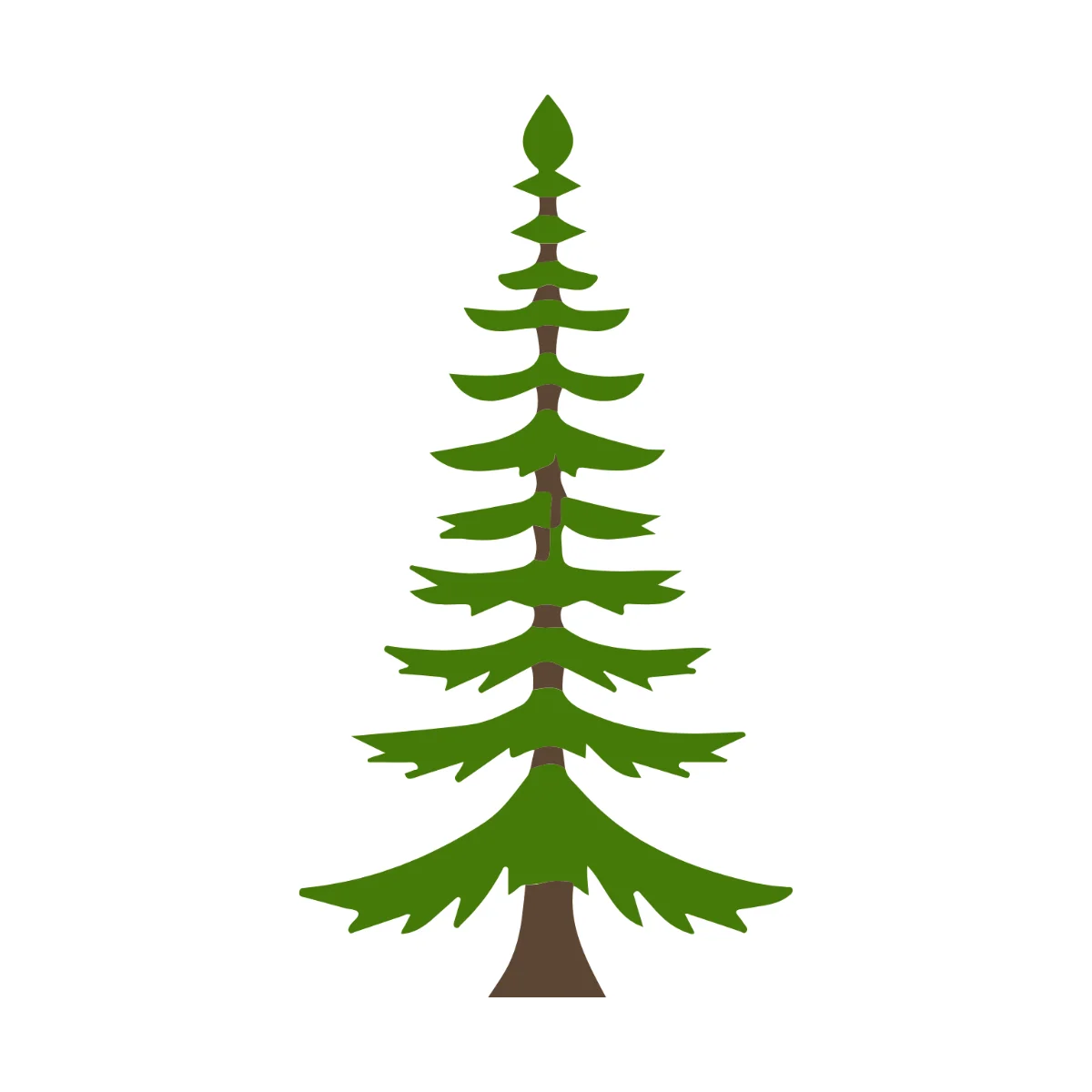 Stylized Evergreen Pine Tree Clipart with Symmetrical Layered Branches