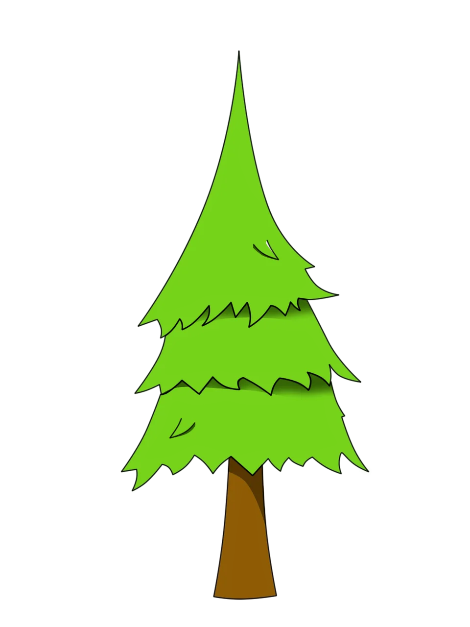 Stylized Green Pine Tree Clipart with Layered Branches and Simple Design
