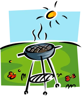 Sunny Backyard Barbecue Grill Clipart: Summer Outdoor Cooking Delight