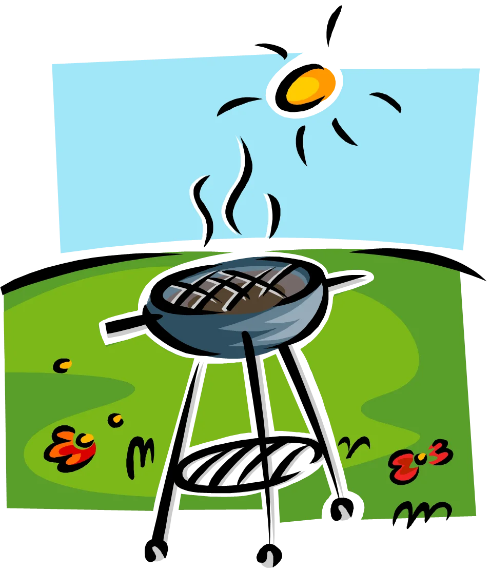 Sunny Backyard Barbecue Grill Clipart: Summer Outdoor Cooking Delight