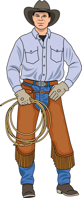 Traditional Western Ranch Hand Standing Proud in Cowboy Clipart Illustration