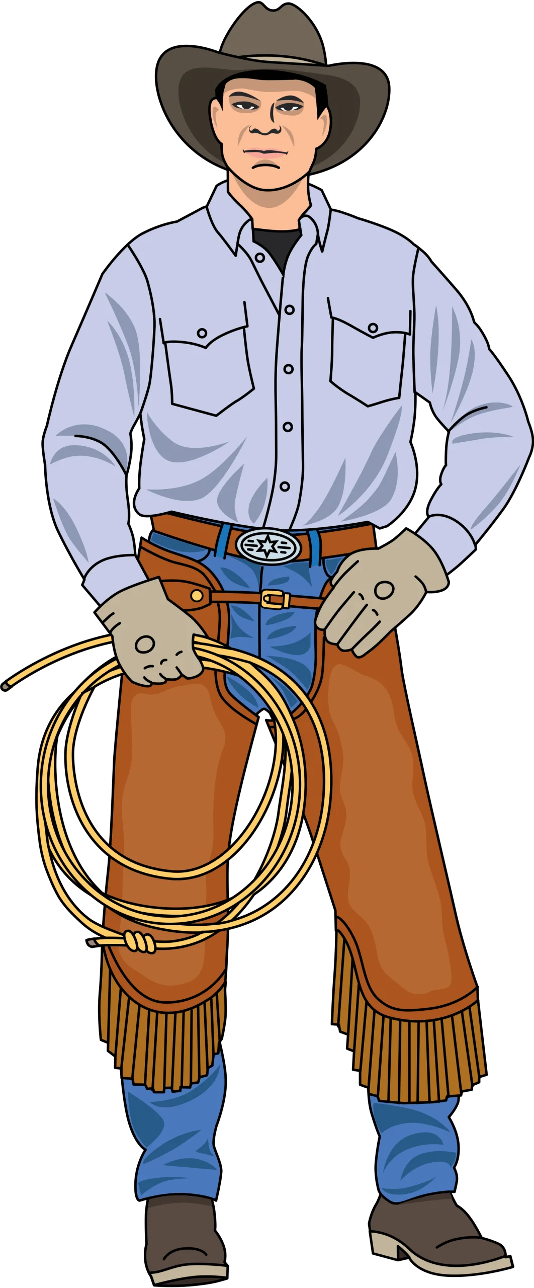 Traditional Western Ranch Hand Standing Proud in Cowboy Clipart Illustration