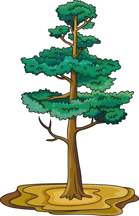 Whimsical Green Pine Tree Clipart with Layered Branches and Artistic Style