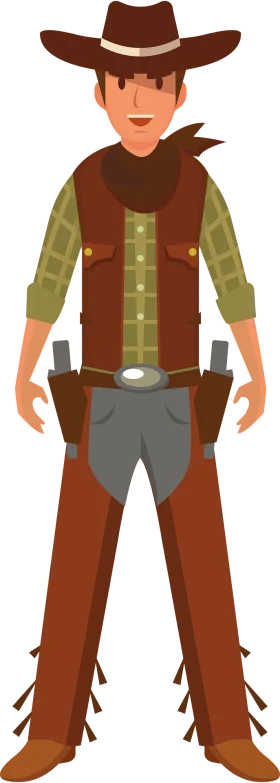 Wild West Cowboy Clipart - Stylized Character Design with Western Attire