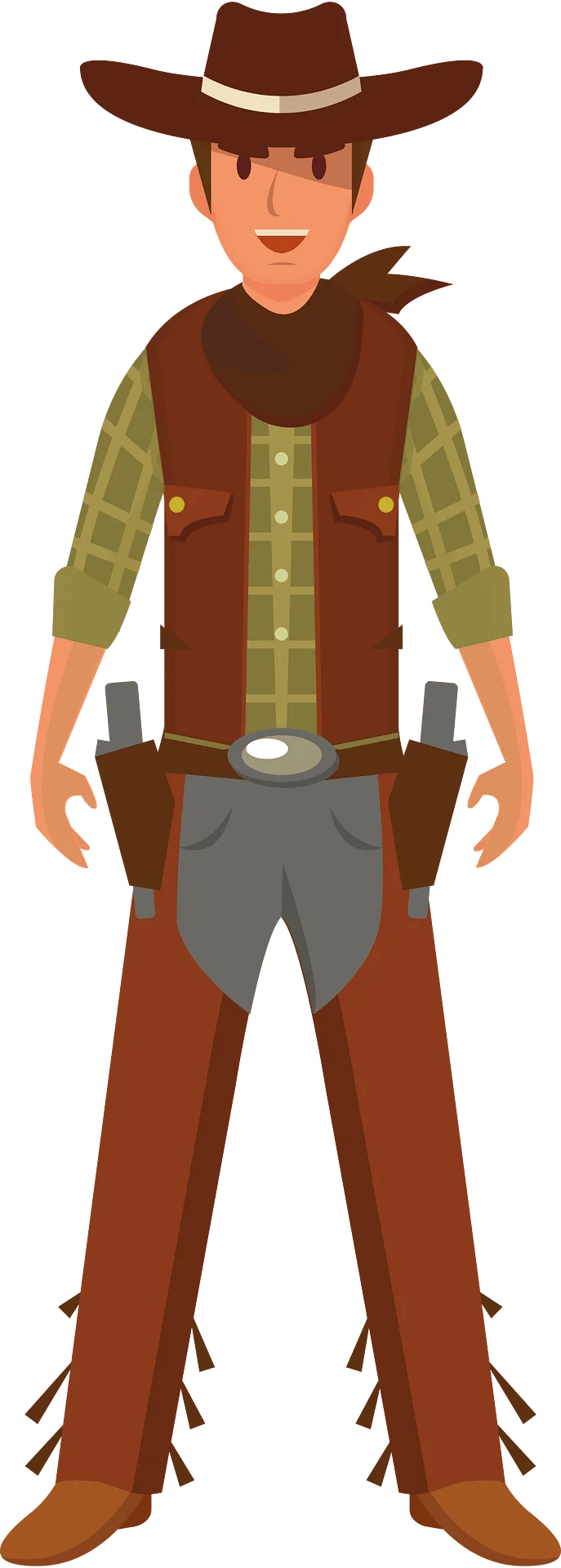 Wild West Cowboy Clipart - Stylized Character Design with Western Attire