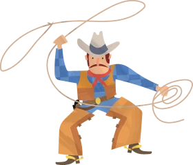 Wild West Cowboy Lassoing with Dynamic Pose Cartoon Clipart Illustration