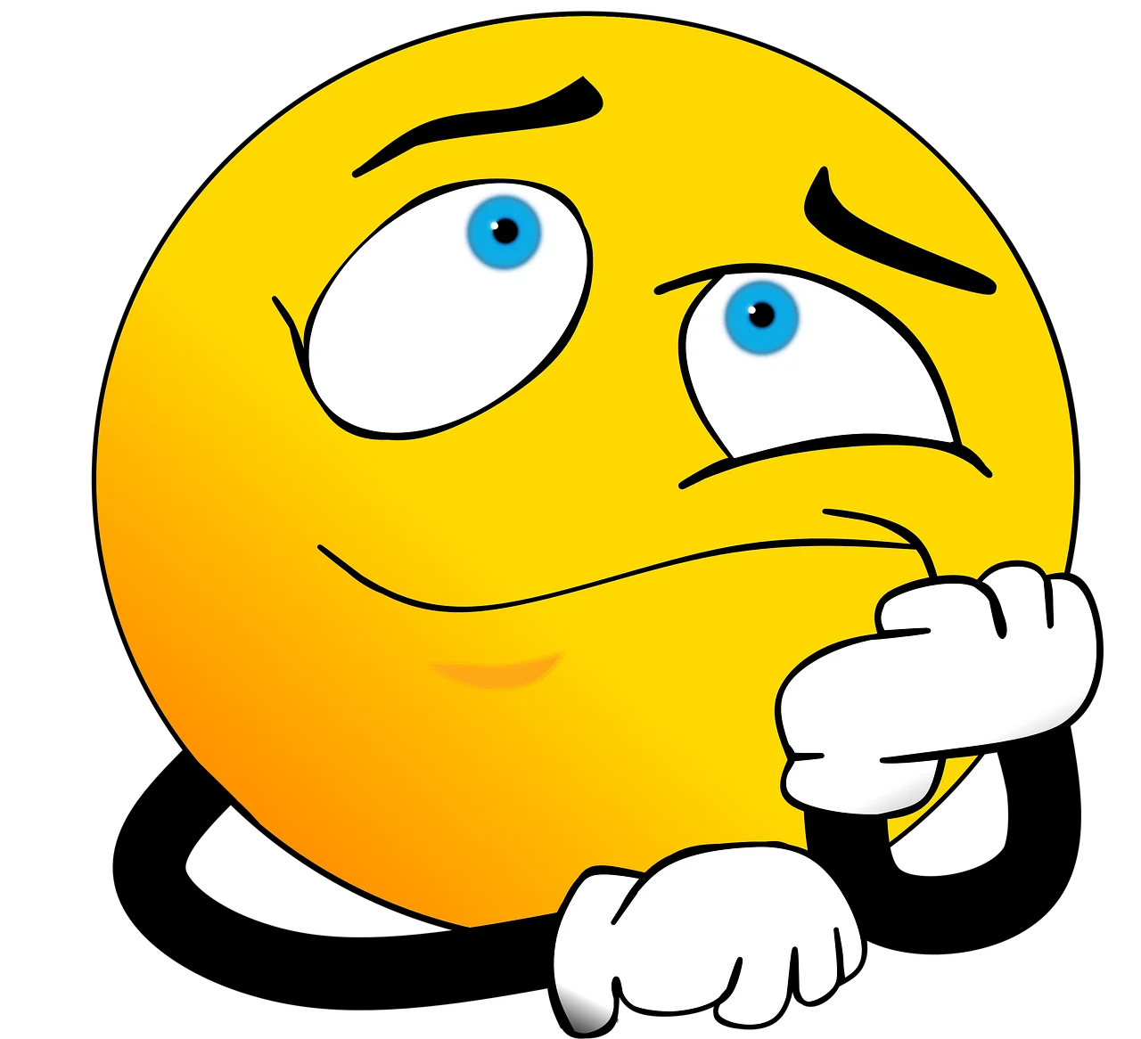 Anxious Yellow Emoji Clipart: Expressive Cartoon Character Biting Nails in Worry