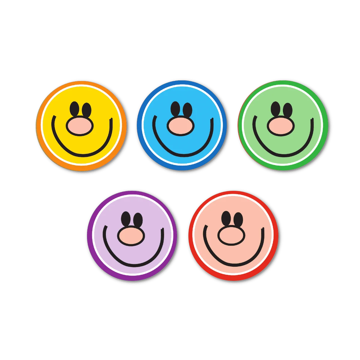 Cheerful Circular Smiley Face Clipart Collection in Playful Color Palette