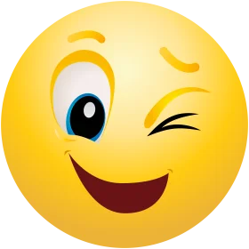 Cheerful Winking Yellow Emoji Clipart with Playful Facial Expression