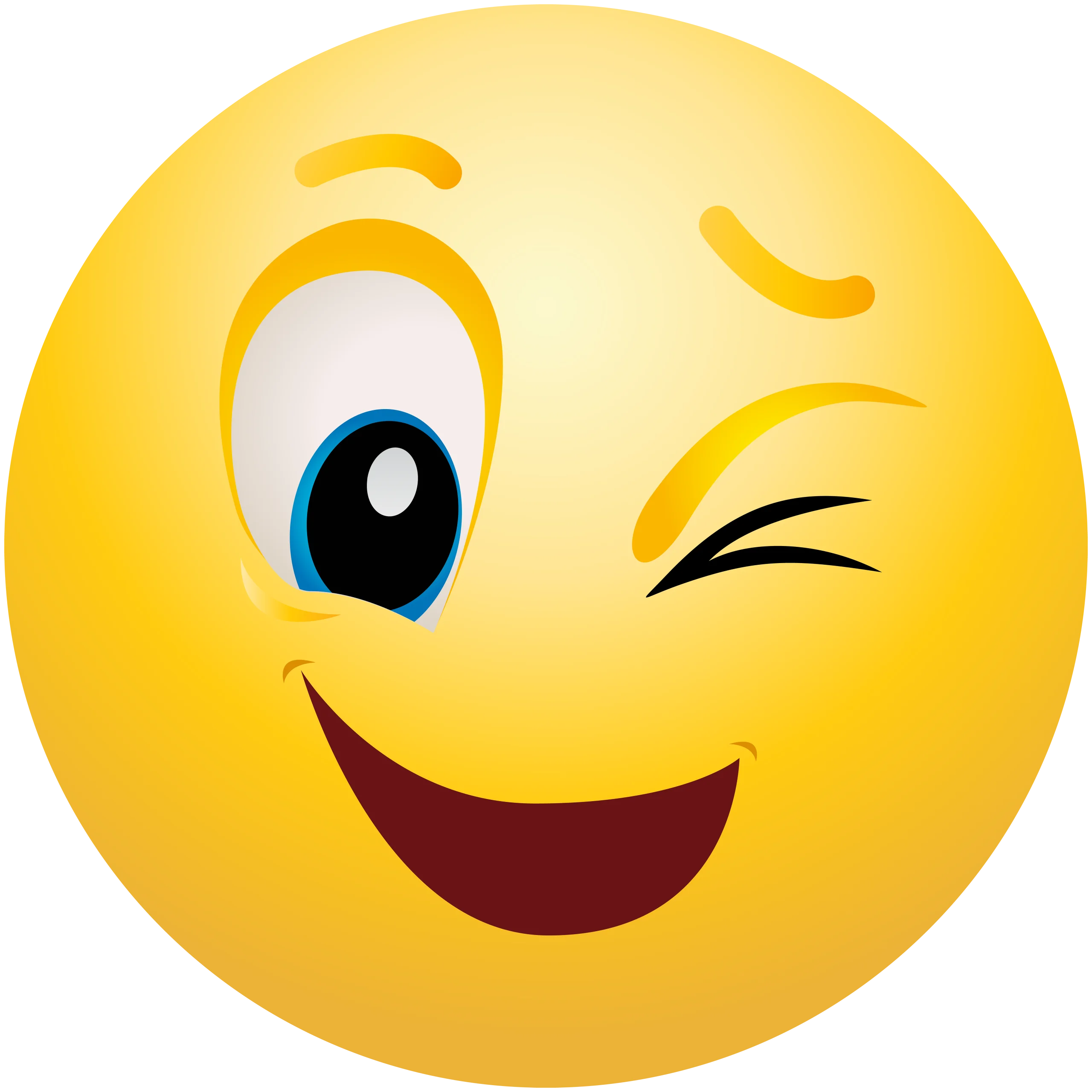 Cheerful Winking Yellow Emoji Clipart with Playful Facial Expression