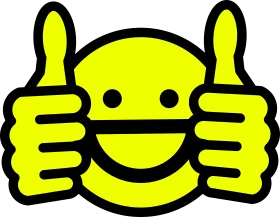 Cheerful Yellow Emoji Clipart Giving Double Thumbs Up with Radiant Smile