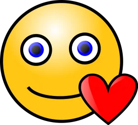 Cheerful Yellow Smiley Clipart with Adorable Red Heart Emoji Symbol