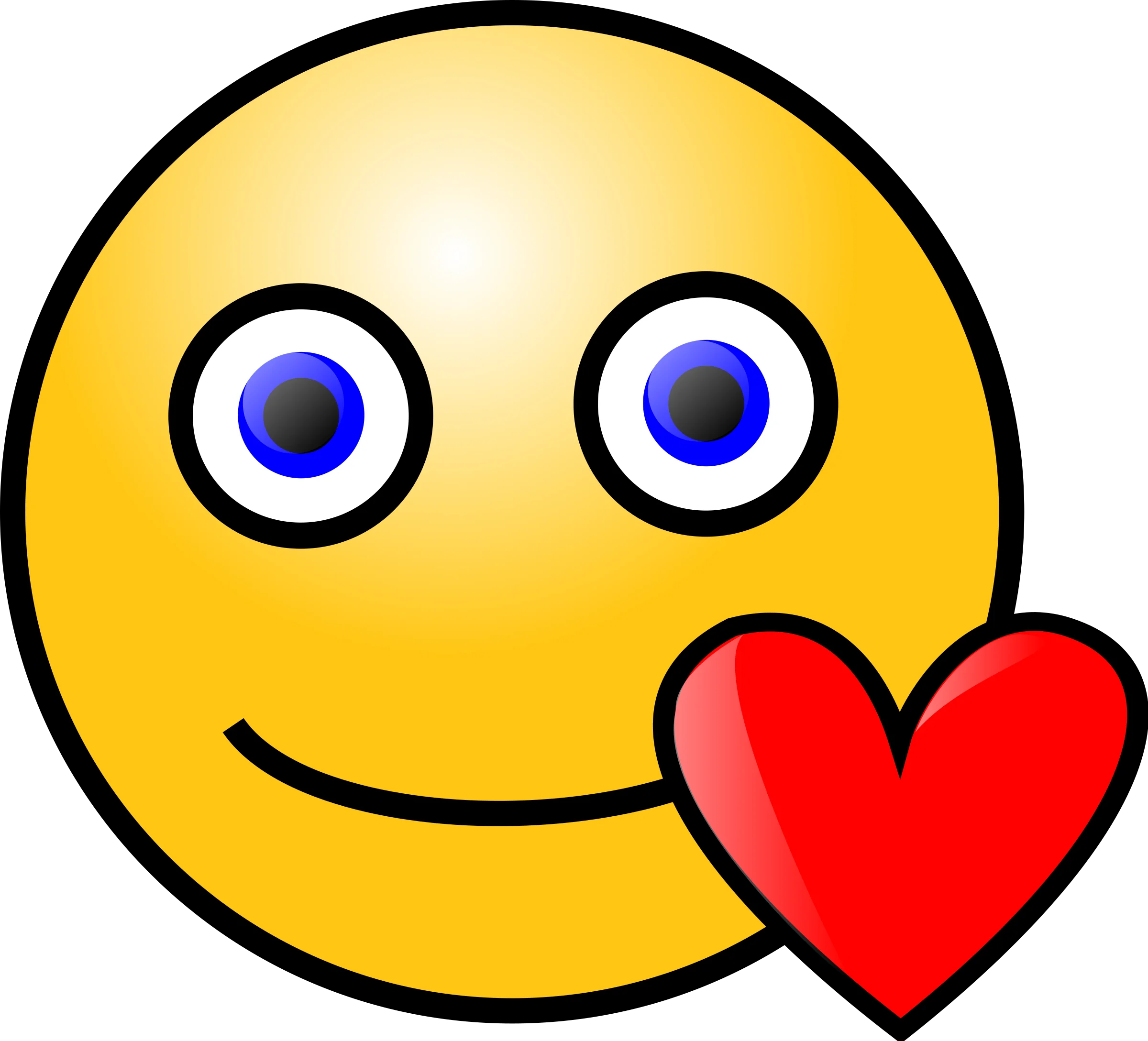 Cheerful Yellow Smiley Clipart with Adorable Red Heart Emoji Symbol