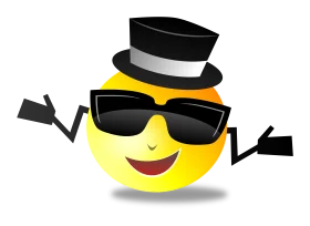 Cool Smiley Face Clipart Wearing Stylish Top Hat and Sunglasses