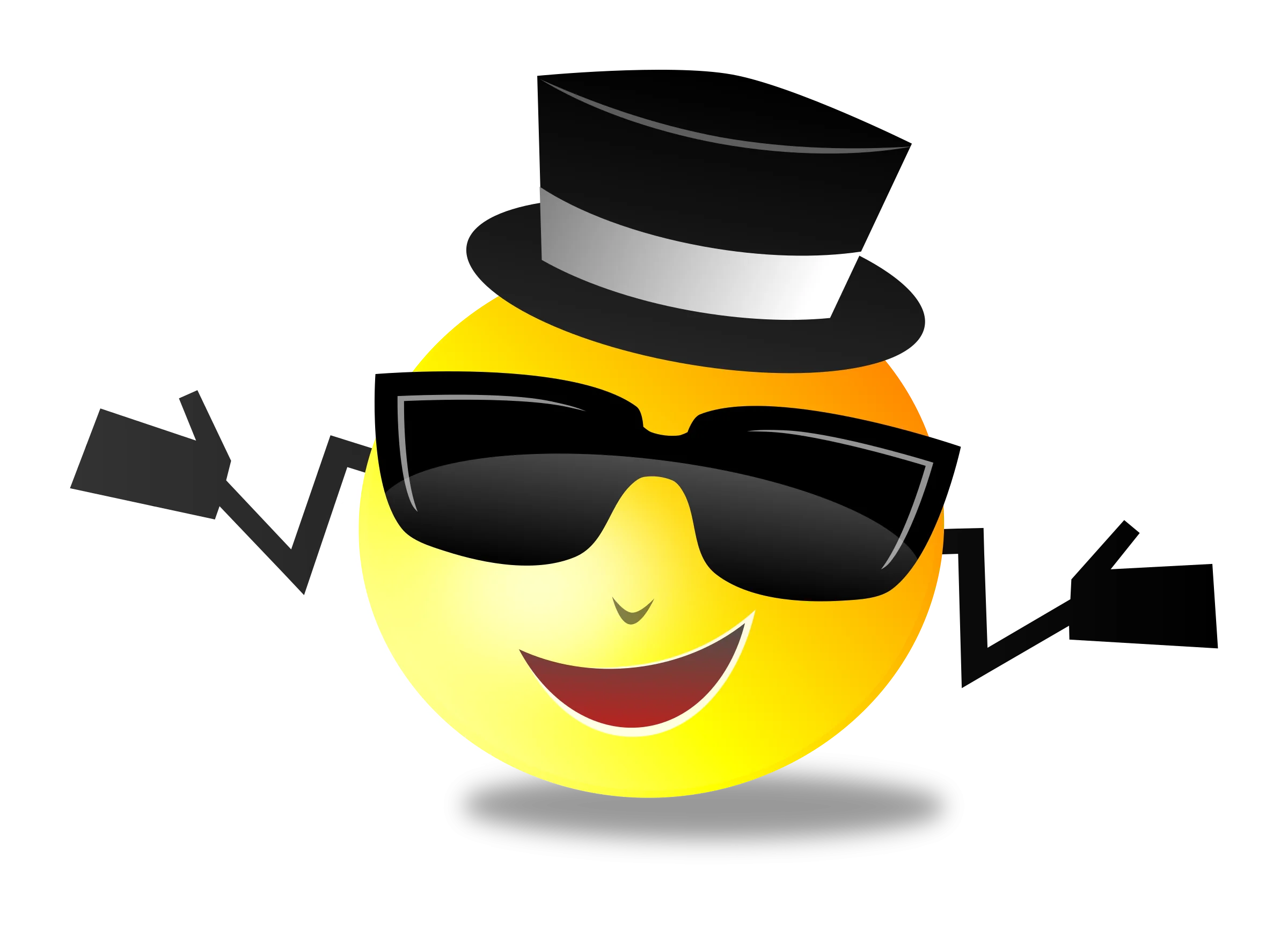 Cool Smiley Face Clipart Wearing Stylish Top Hat and Sunglasses